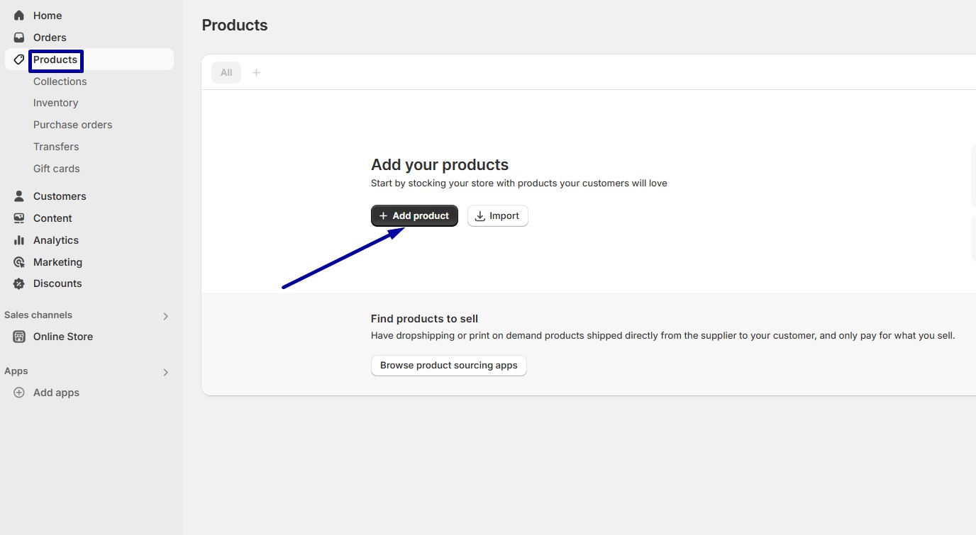 click Products → Add product